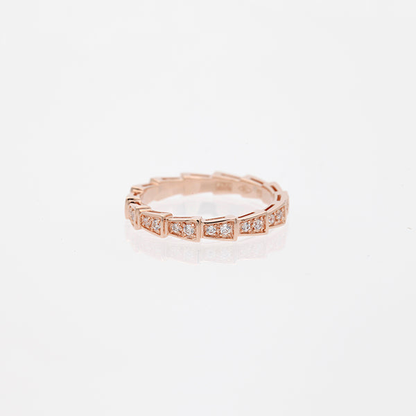 [baslovejewels]SERPENTI RING PINK GOLD DIAMOND PAVED 3MM