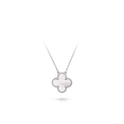 [basloveJW]CLOVER MEDIUM SILVER WHITE MOP NECKLACE