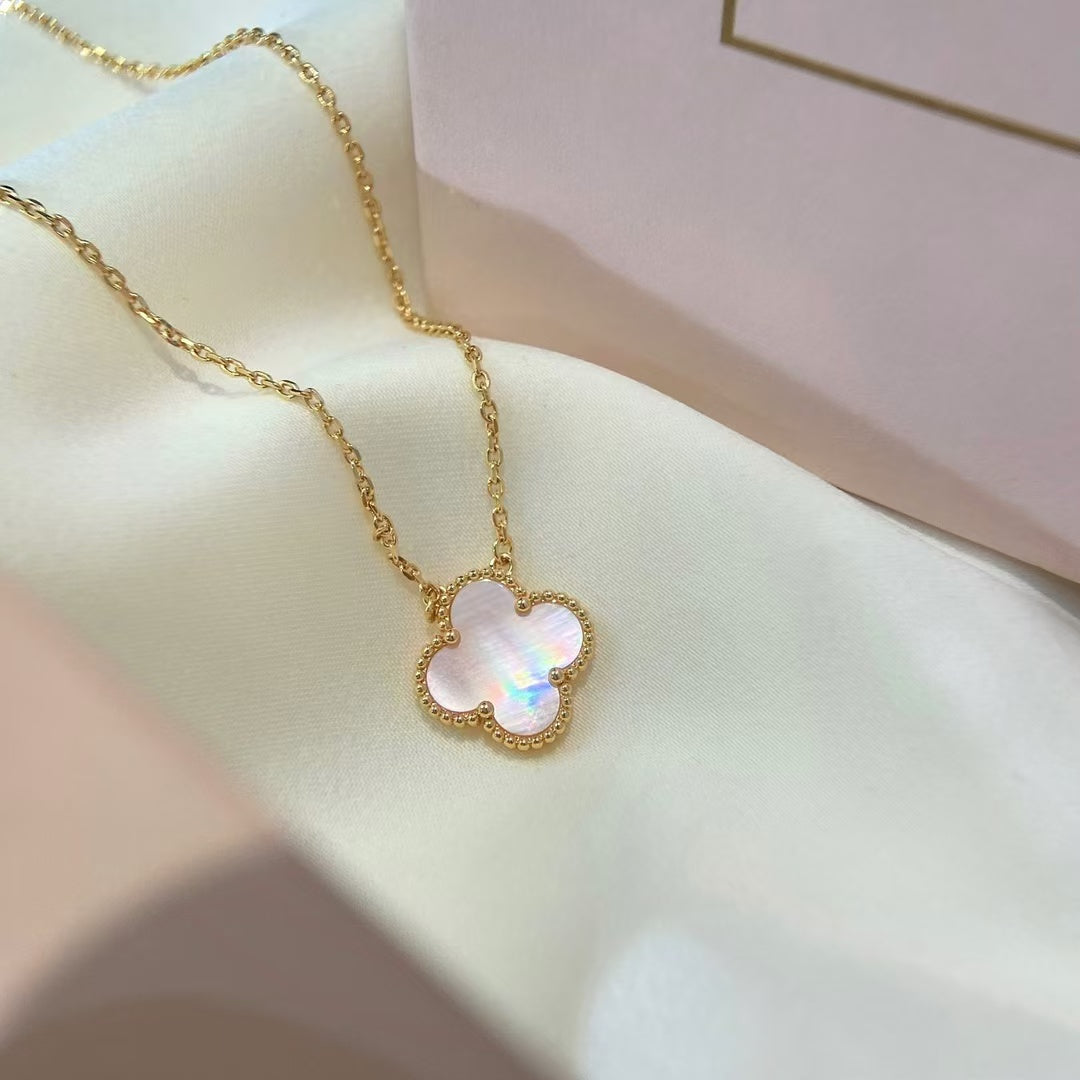 [basloveJW]CLOVER 15MM PINK MOTHER-OF-PEARL NECKLACE