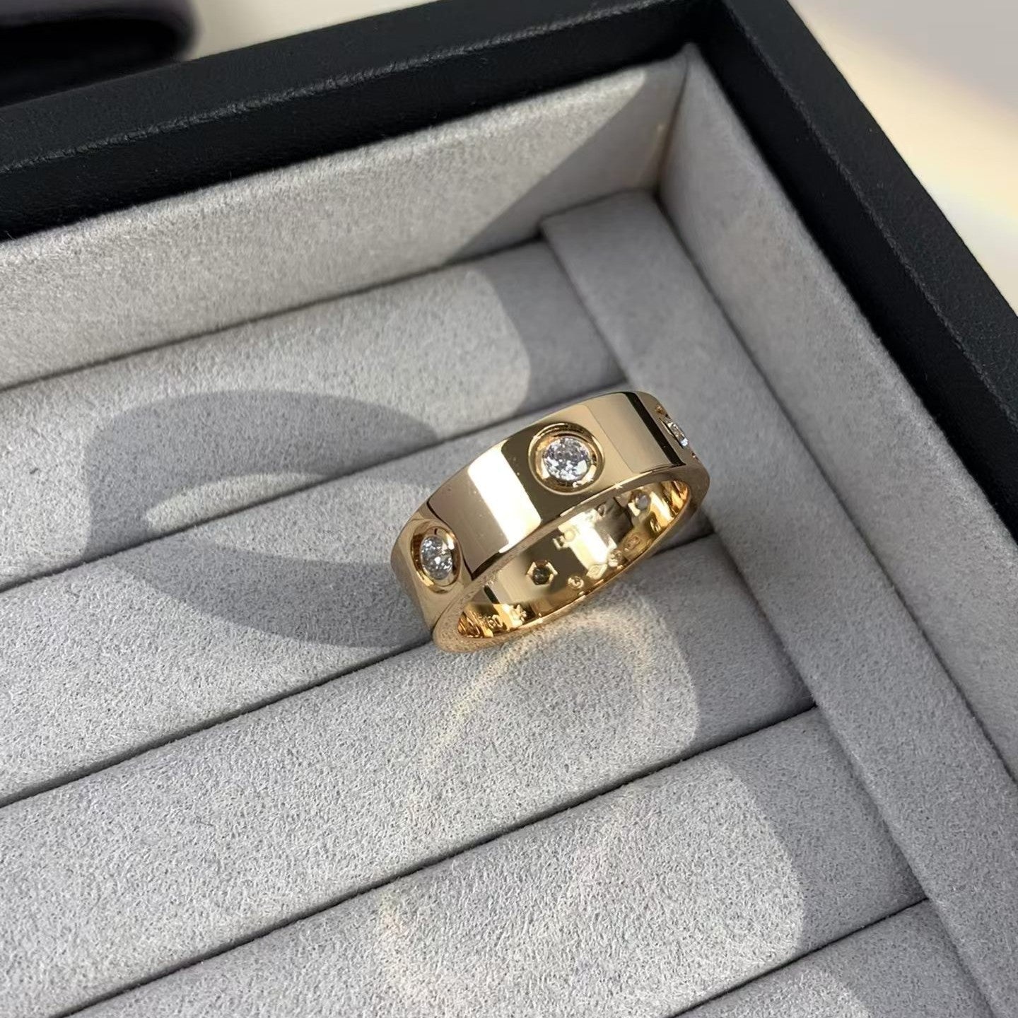 [baslovejewels]LOVE RING 5.5MM 6 DIAMONDS PINK GOLD