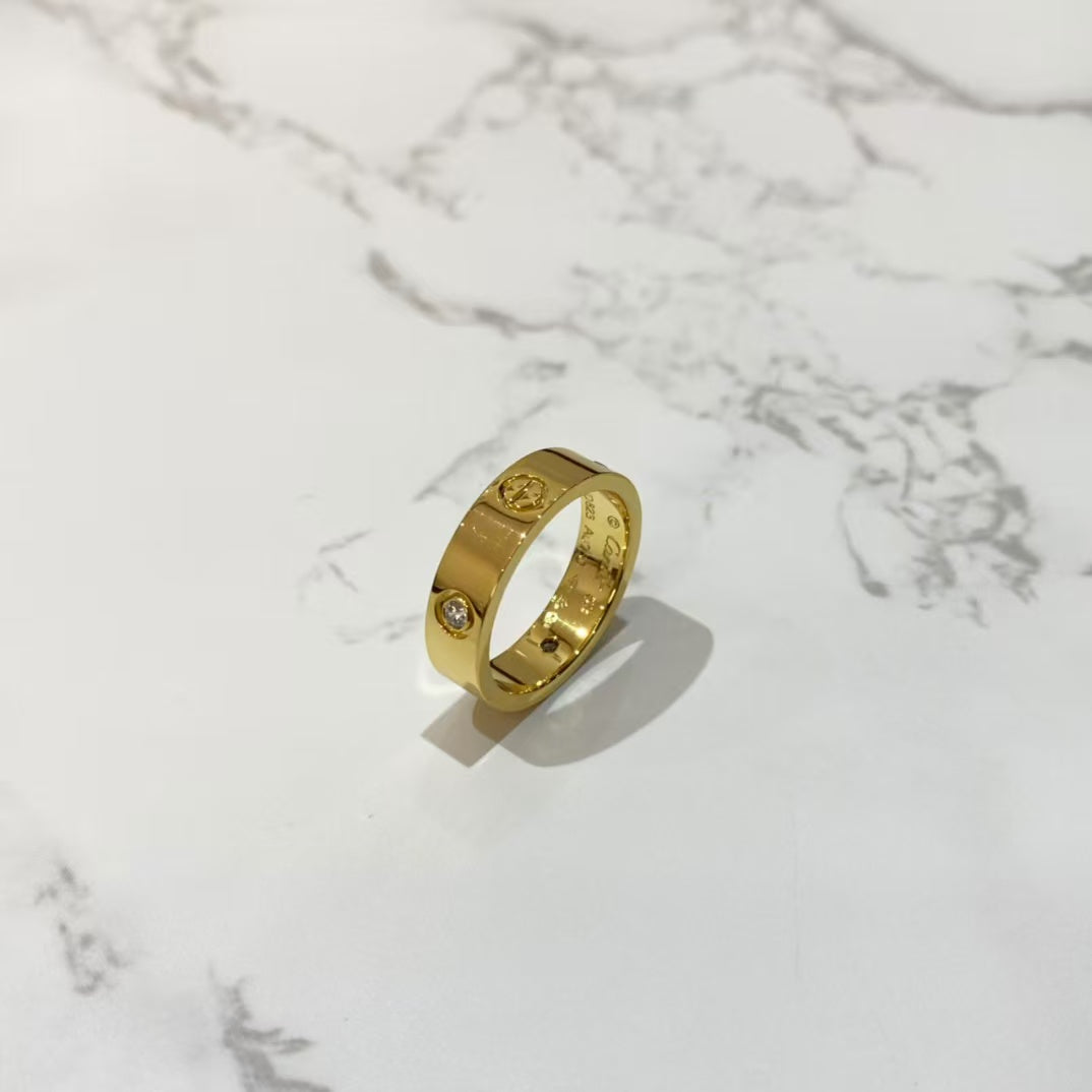 [baslovejewels]LOVE RING 5.5MM 3 DIAMONDS GOLD