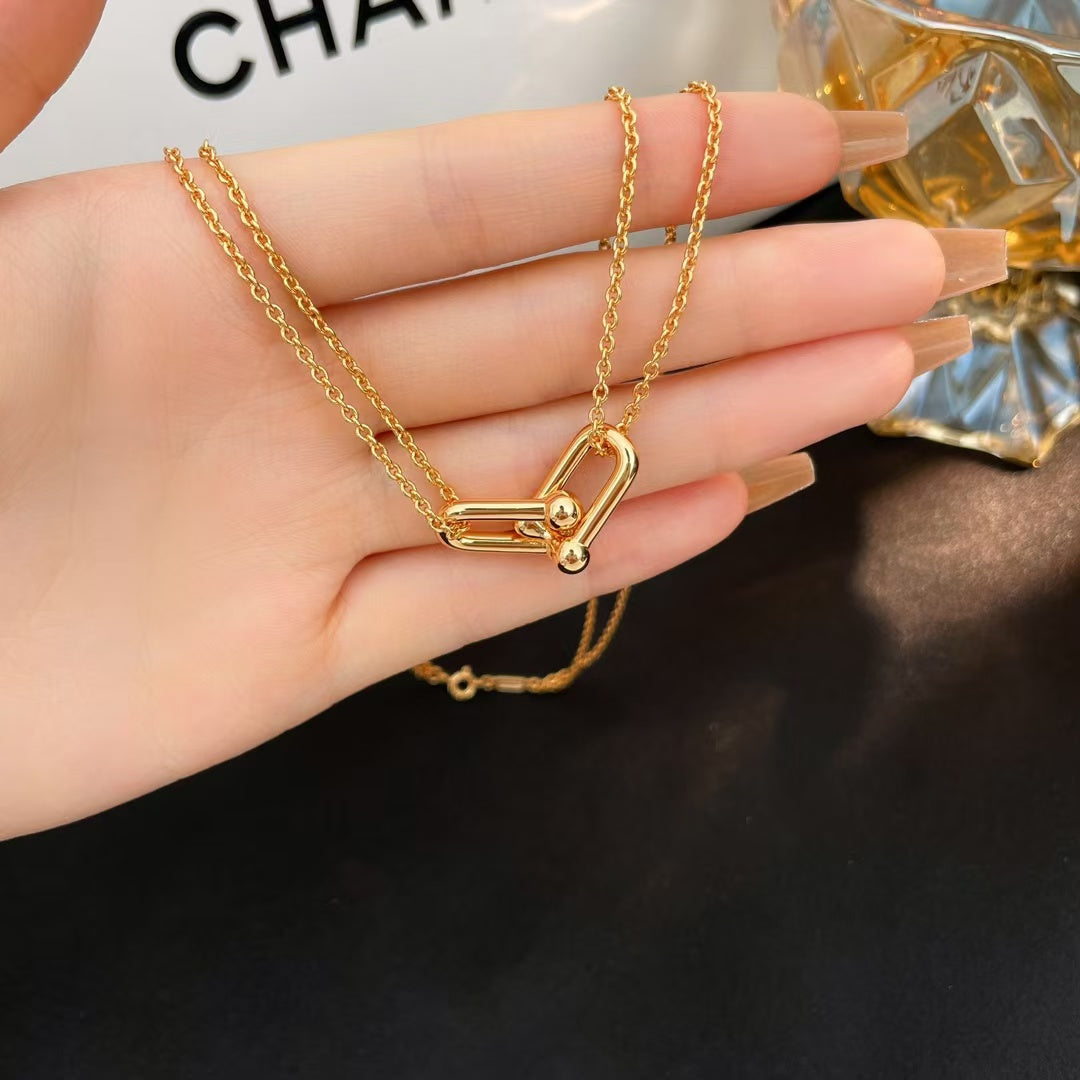 U-shaped Double Chain Glod Necklace