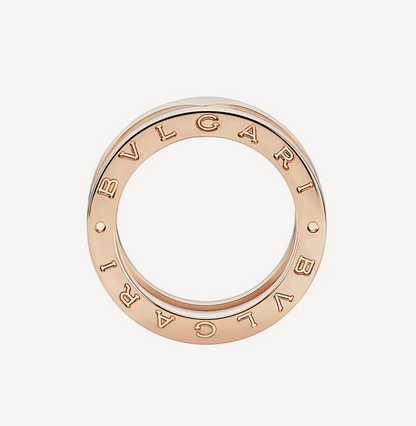 [baslovejewels]ZERO 1 TWO-BAND LOOPS AND WHITE CERAMIC SPIRAL PINK GOLD RING