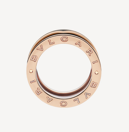 [baslovejewels]ZERO 1 TWO-BAND WITH MATTE BLACK CERAMIC PINK GOLD RING