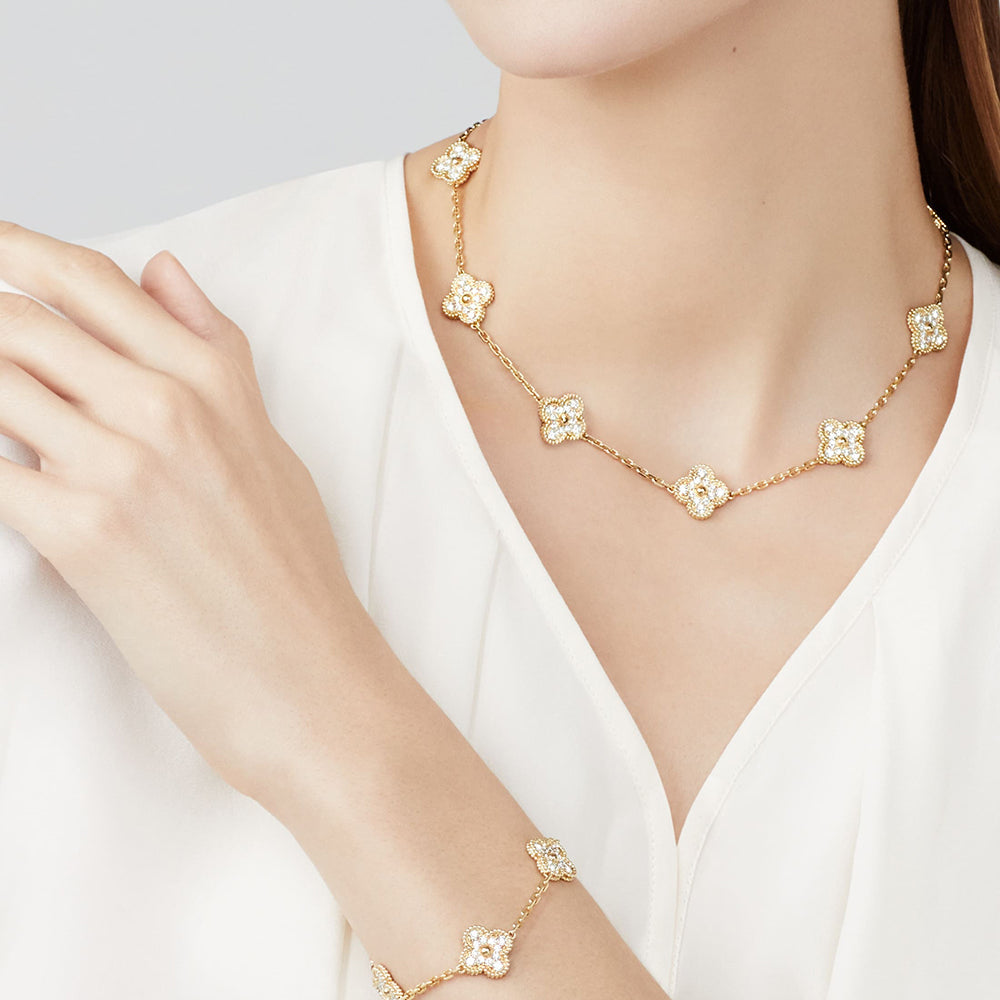 [baslovejewels]CLOVER 10 MOTIFS DIAMOND NECKLACE