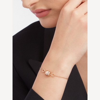 [baslovejewels]ZERO 1 SOFT PINK GOLD WITH PAVED DIAMONDS ON THE SPIRAL BRACELET
