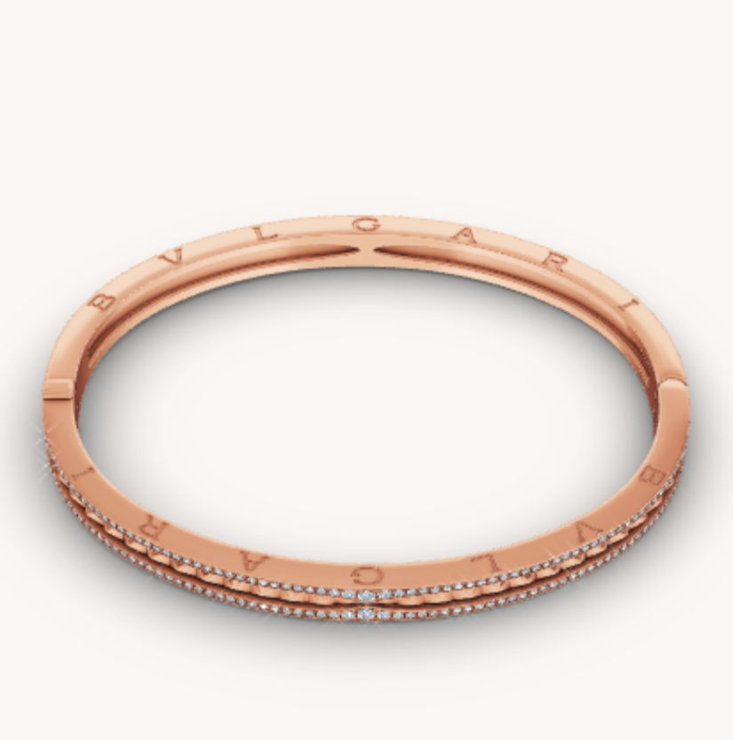 [baslovejewels]ZERO 1 SPIRAL AND PAVED DIAMOND PINK GOLD BRACELET