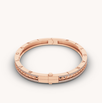 [baslovejewels]ZERO 1 SPIRAL AND PAVED DIAMOND PINK GOLD BRACELET