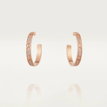 [baslovejewels]LOVE DIAMOND PINK GOLD HOOP EARRINGS