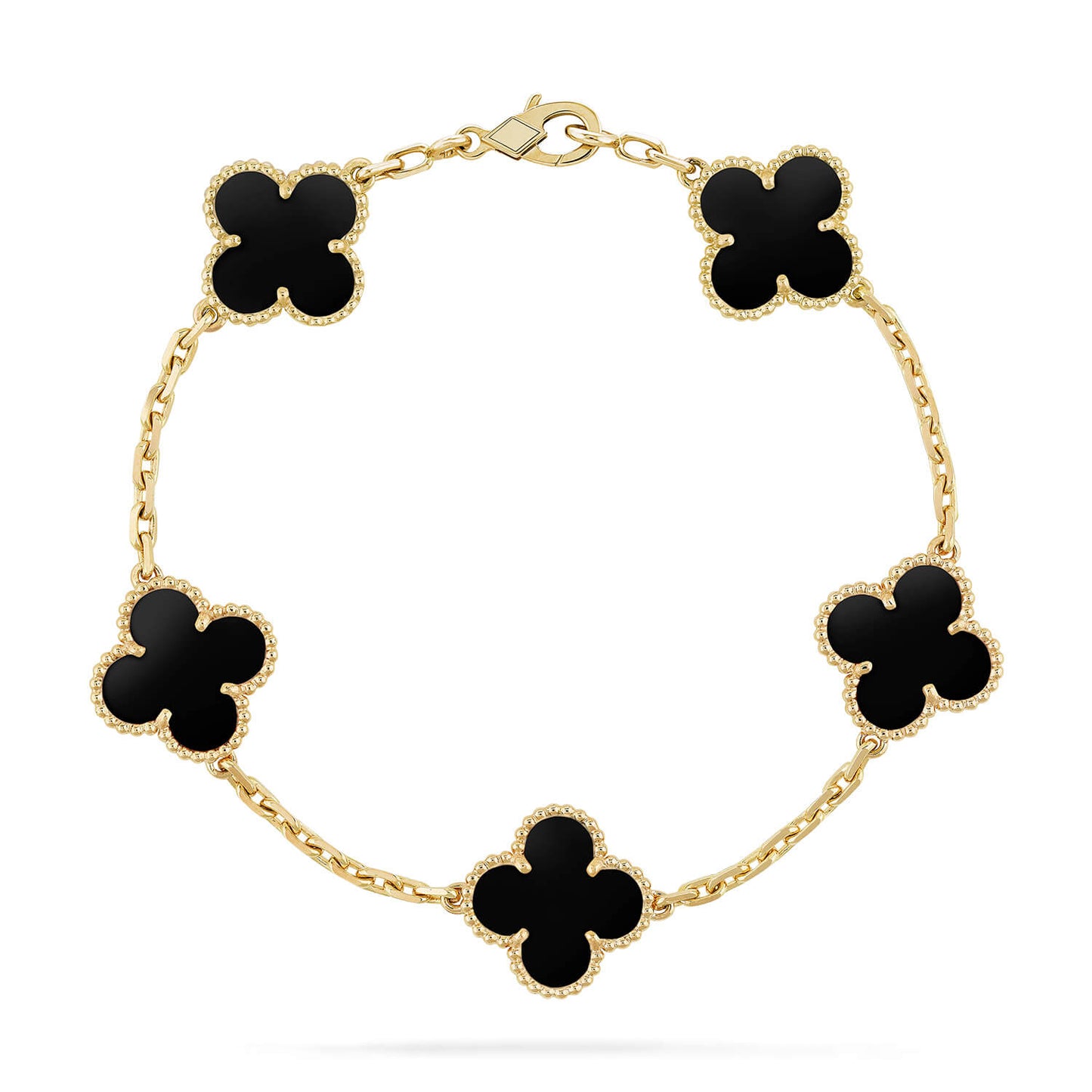 [baslovejewels]CLOVER  5 MOTIFS BLACK ONYX BRACELET
