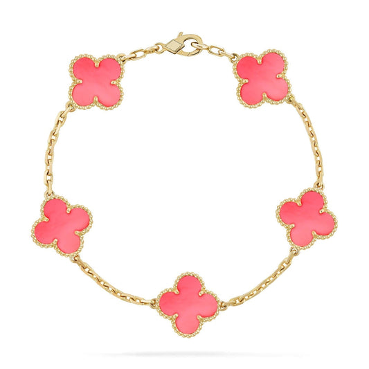[baslovejewels]CLOVER 5 PINK MOP BRACELET