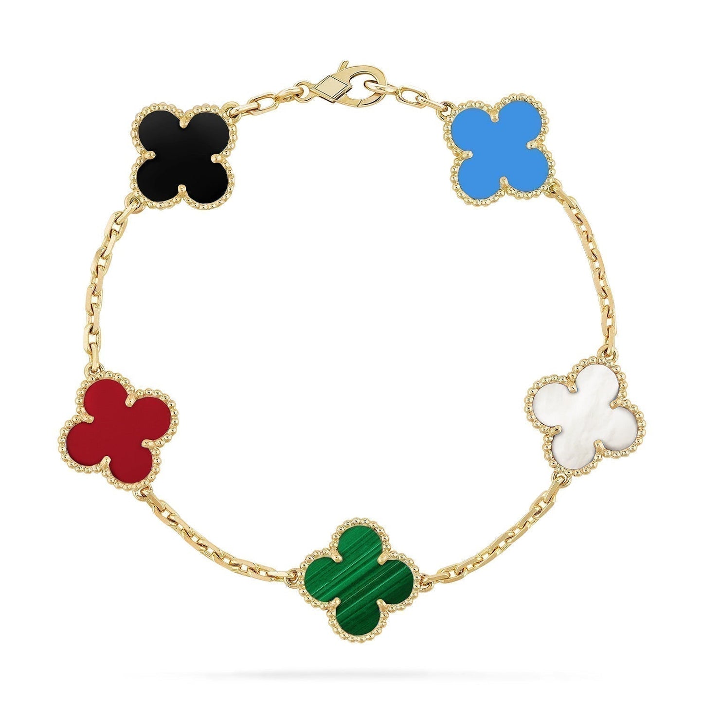 [baslovejewels]CLOVER 5 MOTIFS MULTICOLOR  BRACELET