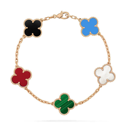 [baslovejewels]CLOVER 5 MOTIFS MULTICOLOR  BRACELET