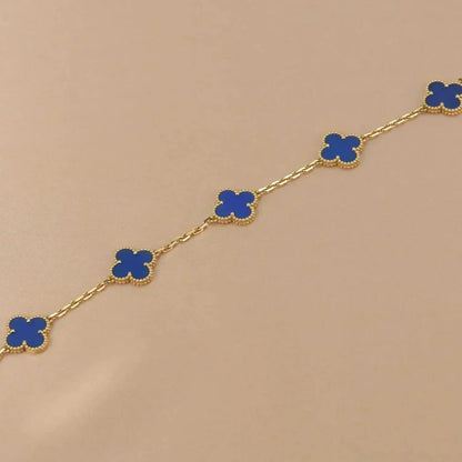 [baslovejewels]CLOVER 5 MOTIFS BLUE AGATE BRACELET