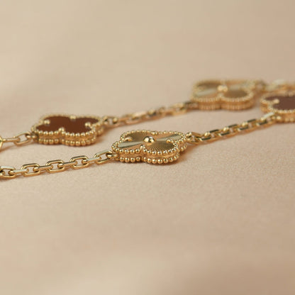 [baslovejewels]CLOVER  5 MOTIFS CARNELIAN GOLD BRACELET