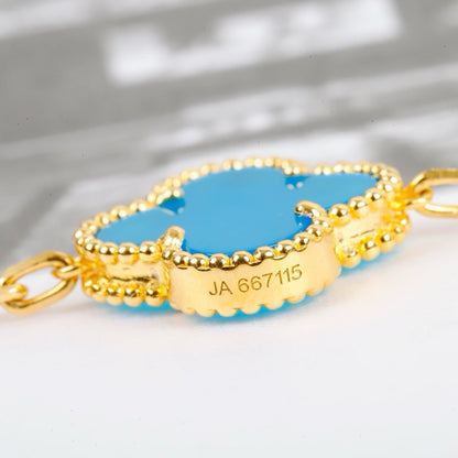 [baslovejewels]CLOVER 5 MOTIFS TURQUOISE BRACELET