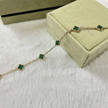 [baslovejewels]CLOVER 6 MOTIF MALACHITE BRACELET