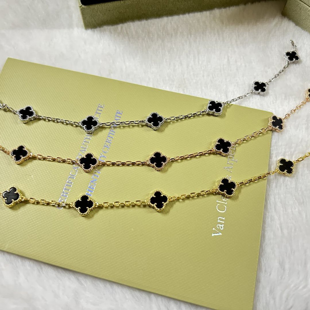 [baslovejewels]CLOVER 6 MOTIF  ONYXS BRACELET