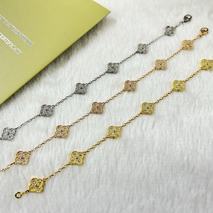 [baslovejewels]CLOVER 6 MOTIF DIAMOND BRACELET