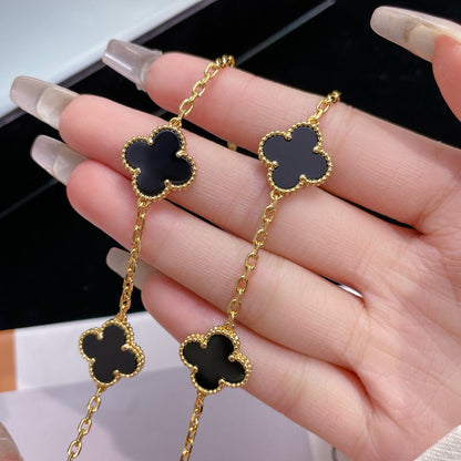 [baslovejewels]CLOVER 10 MOTIFS ONYX NECKLACE