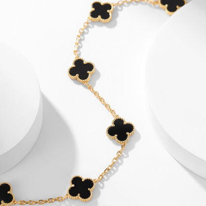 [baslovejewels]CLOVER 10 MOTIFS ONYX NECKLACE