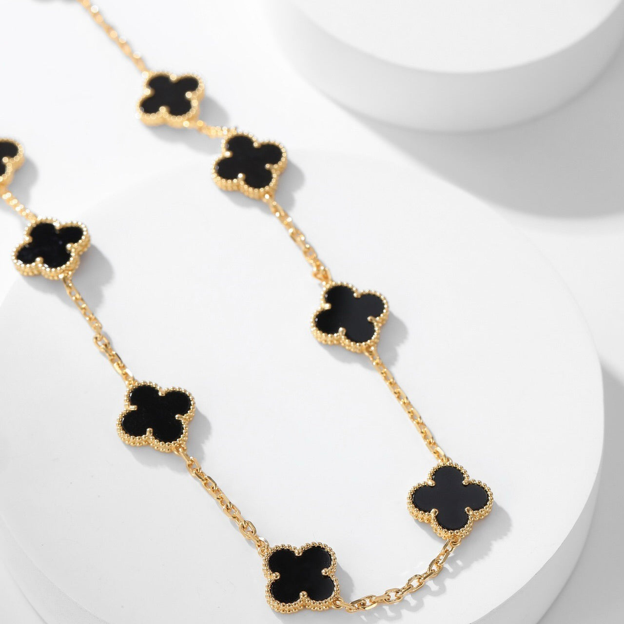 [baslovejewels]CLOVER 10 MOTIFS ONYX NECKLACE