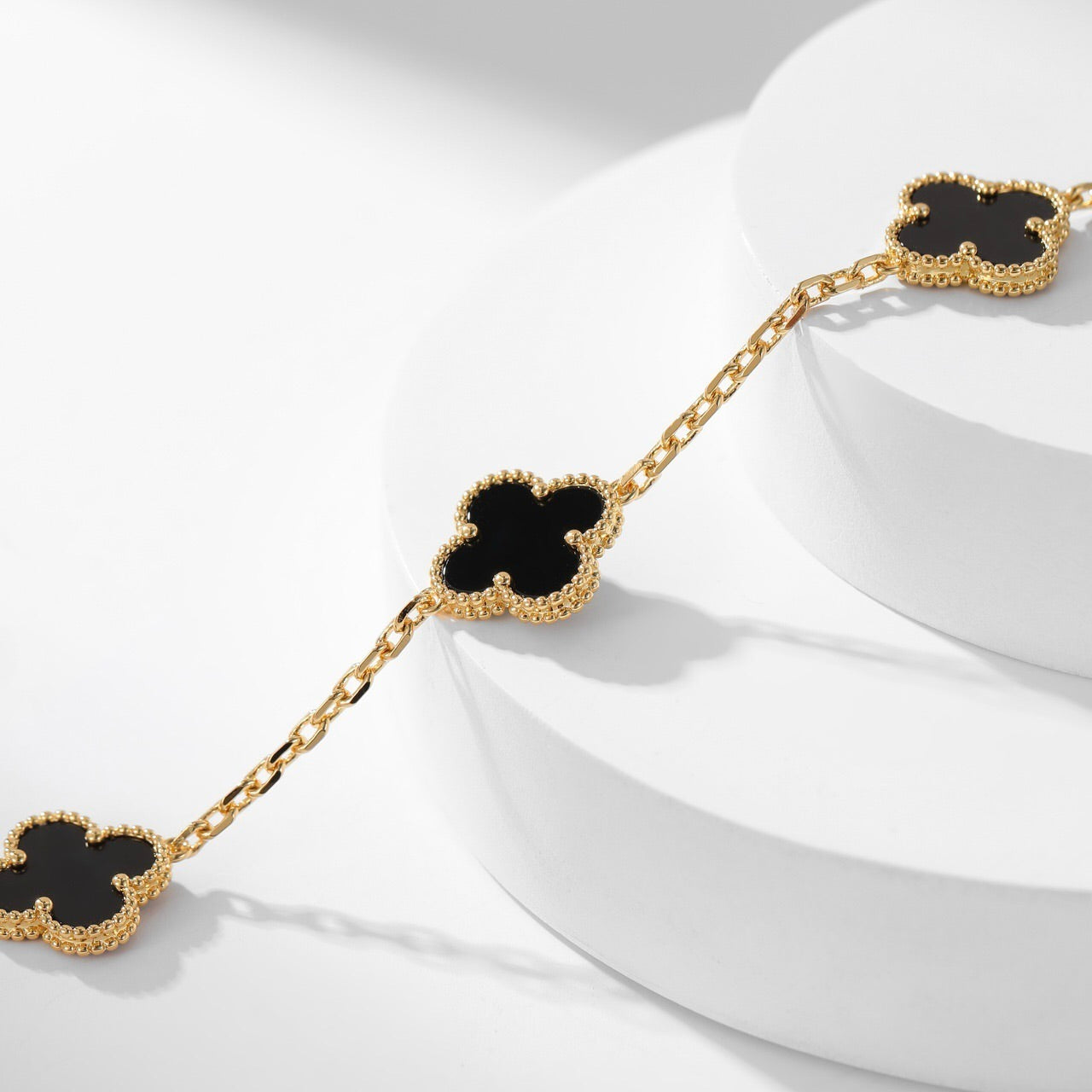 [baslovejewels]CLOVER 10 MOTIFS ONYX NECKLACE