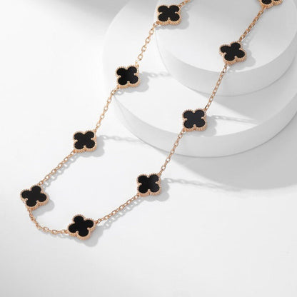 [baslovejewels]CLOVER 10 MOTIFS ONYX NECKLACE