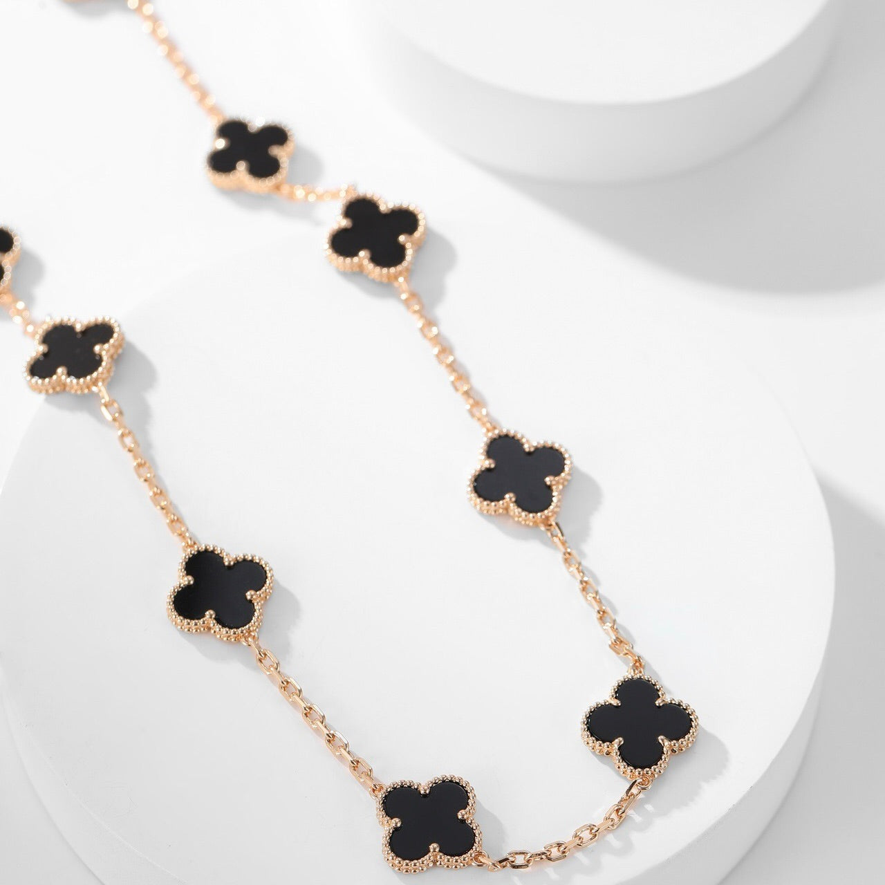 [baslovejewels]CLOVER 10 MOTIFS ONYX NECKLACE