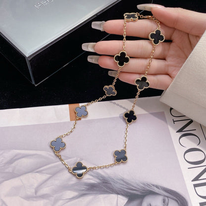 [baslovejewels]CLOVER 10 MOTIFS ONYX NECKLACE