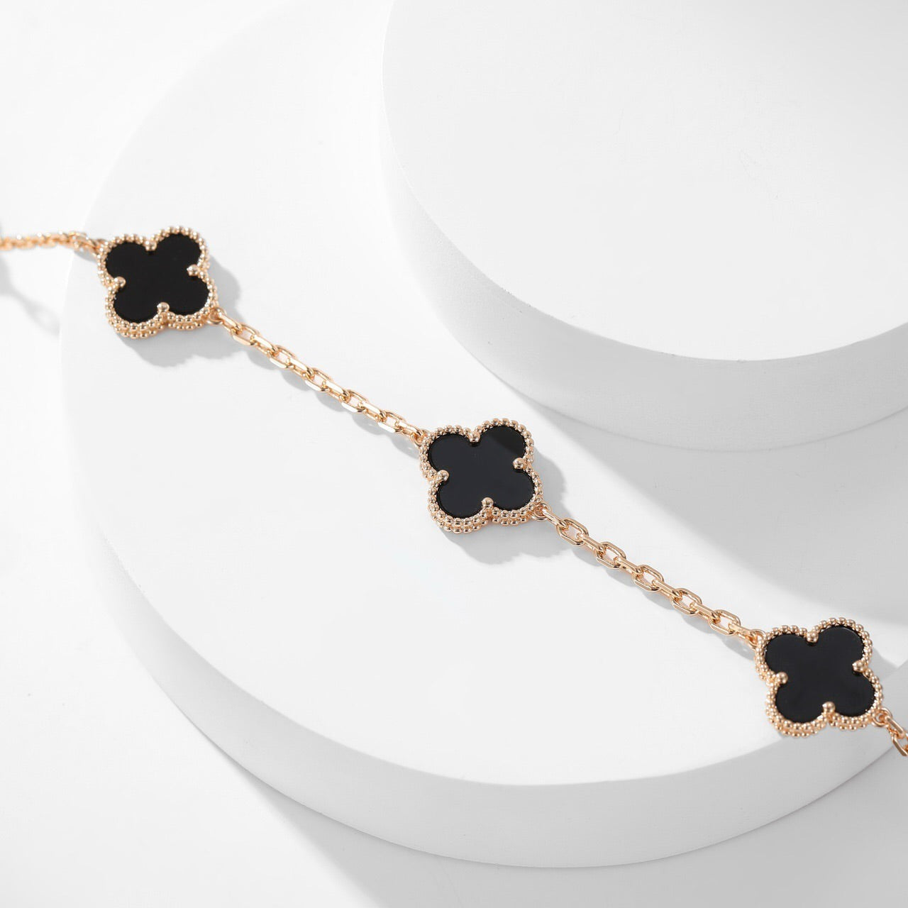 [baslovejewels]CLOVER 10 MOTIFS ONYX NECKLACE