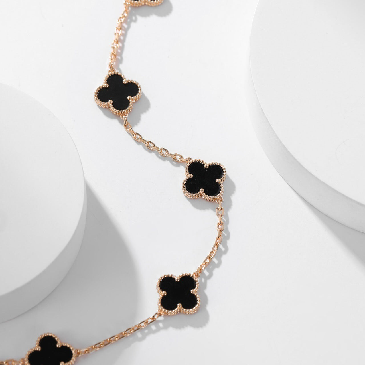 [baslovejewels]CLOVER 10 MOTIFS ONYX NECKLACE