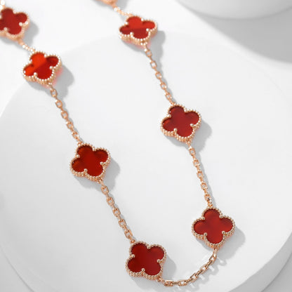 [baslovejewels]CLOVER 10 MOTIFS CARNELIAN NECKLACE