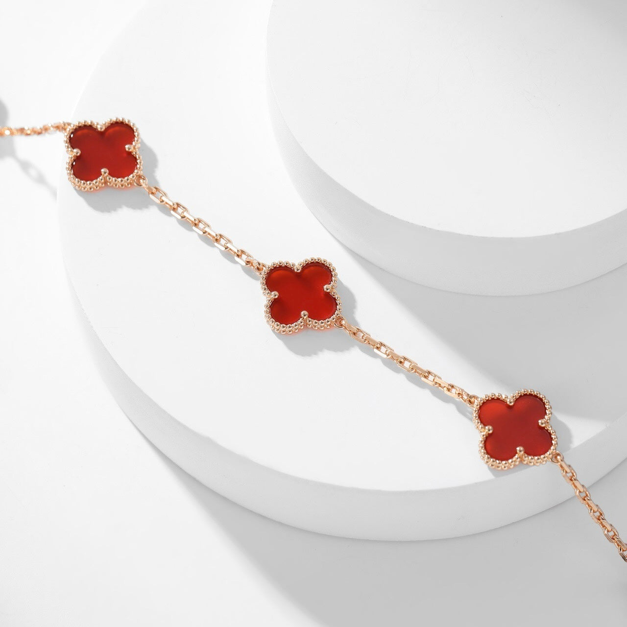 [baslovejewels]CLOVER 10 MOTIFS CARNELIAN NECKLACE