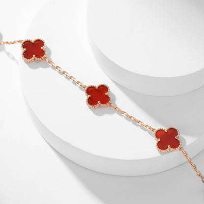 [baslovejewels]CLOVER 10 MOTIFS CARNELIAN NECKLACE