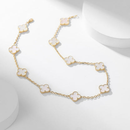 [baslovejewels]CLOVER 10 MOTIFS WHITE MOTHER OF PEARL NECKLACE