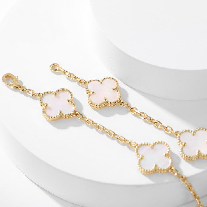 [baslovejewels]CLOVER 10 MOTIFS WHITE MOTHER OF PEARL NECKLACE