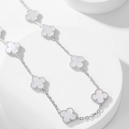 [baslovejewels]CLOVER 10 MOTIFS WHITE MOTHER OF PEARL NECKLACE