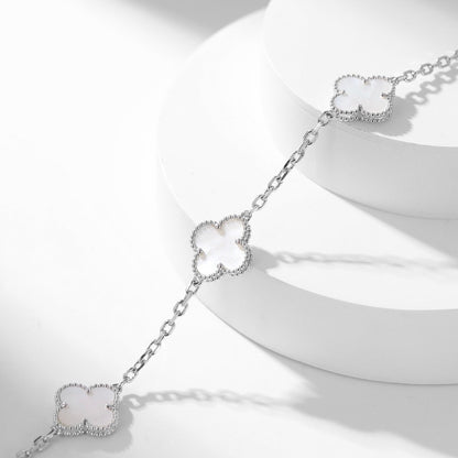 [baslovejewels]CLOVER 10 MOTIFS WHITE MOTHER OF PEARL NECKLACE