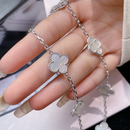 [baslovejewels]CLOVER 10 MOTIFS WHITE MOTHER OF PEARL NECKLACE