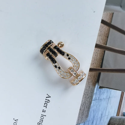 [baslovejewels]FORCE LARGE HORSESHOE BLACK WHITE DIAMOND BRACELET SILVER