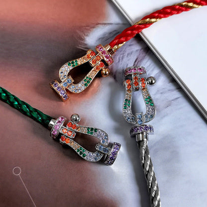 [baslovejewels]FORC LARGE HORSESHOE  COLORED DIAMOND BRACELET SILVER