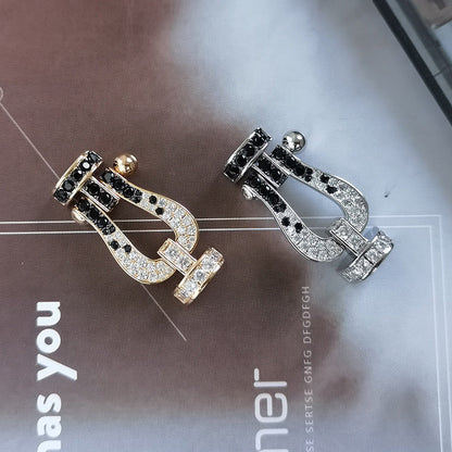 [baslovejewels]FORCE LARGE HORSESHOE BLACK WHITE DIAMOND BRACELET ROSE GOLD