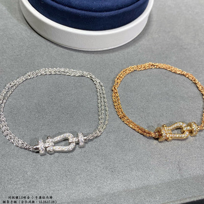 [baslovejewels]FORCE SMALL HORSESHOE  DIAMOND CHAIN ROPE BRACELET