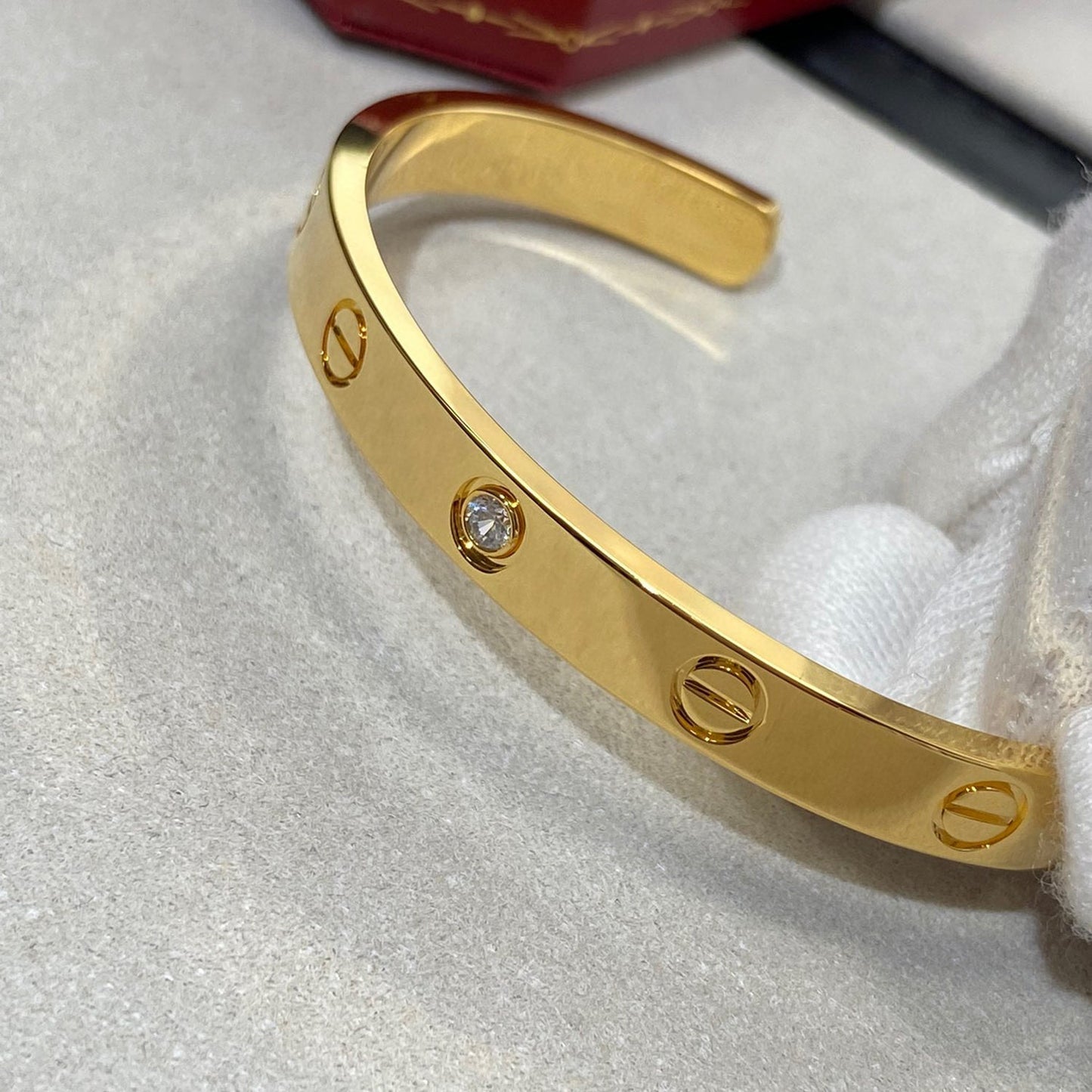 [baslovejewels]LOVE BRACELET 6.1MM 1 DIAMOND OPEN CUFF