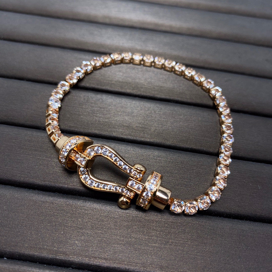 [baslovejewels]FORCE  LARGE HORSESHOE FULL DIAMOND TENNIS BRACELET