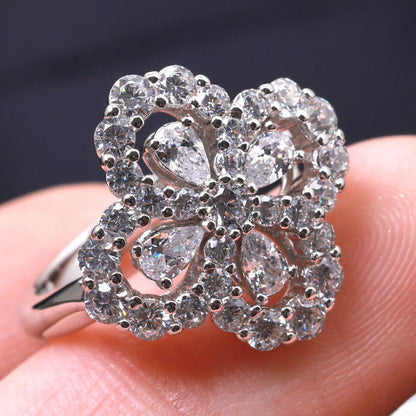 [baslovejewels]LOOP RING FULL MOTIF DIAMOND 16MM SILVE