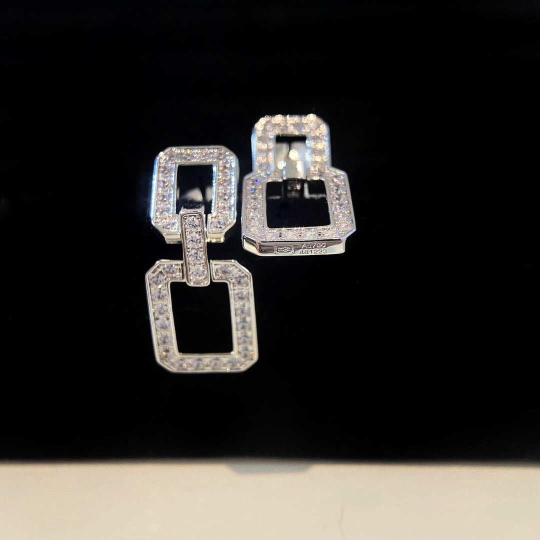 [baslovejewels]LINKS MEDIUM EARRINGS DIAMOND