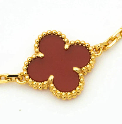 [baslovejewels]CLOVER  5 MOTIFS CARNELIAN GOLD BRACELET