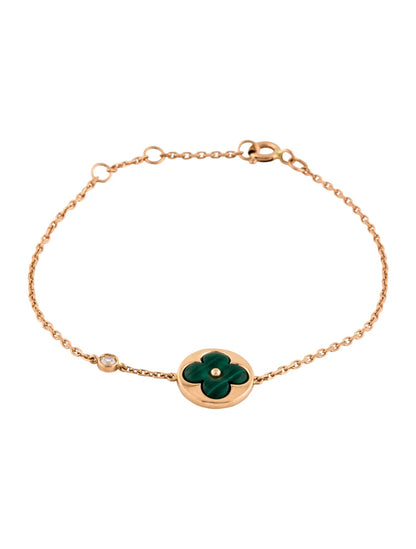 [baslovejewels]SUN MALACHITE 1 DIAMOND PINK GOLD BRACELET